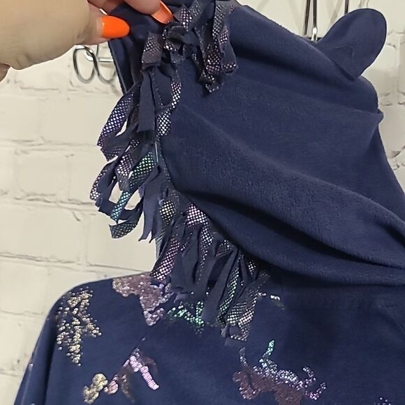 Justice Unicorn Girls Fleece Pajama Hooded Onesie One-Piece Blue Footless PJ 12 - Picture 8 of 13